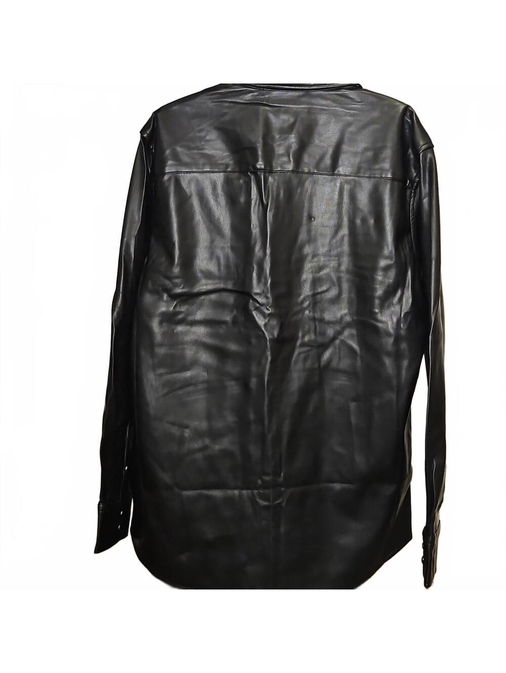 EB - Rock Roll~n~Soul | Black Faux Leather Skull Shirt | L - Picture 3 of 4